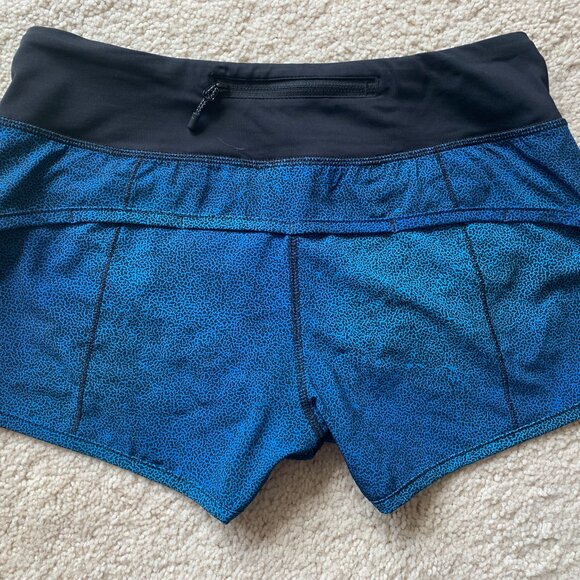 Lululemon Women's Speed Short, Super Natural Blue Multi Black, size 4 EUC - Picture 5 of 8